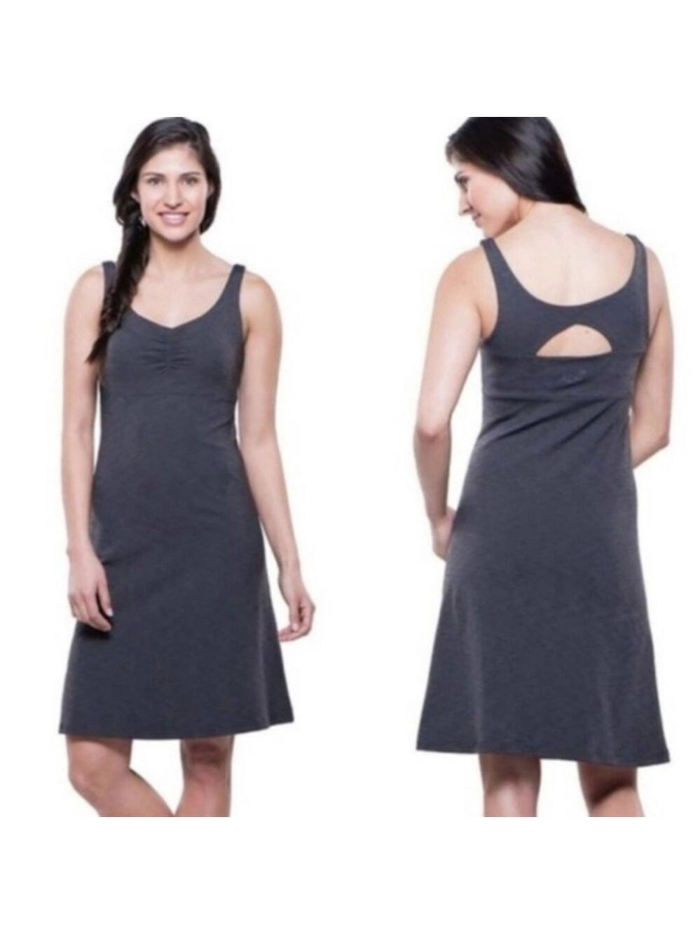 Kuhl Mova Aktiv Dress in Dark Heather Gray Back Cutout Athleisure Size Medium